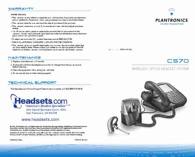 Plantronics Headphones CS 70-page_pdf